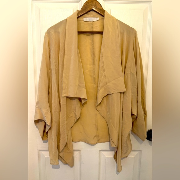 KAIN Label Women's Beige 100% Silk Cascade Open Front Cardigan Size L - Picture 1 of 5